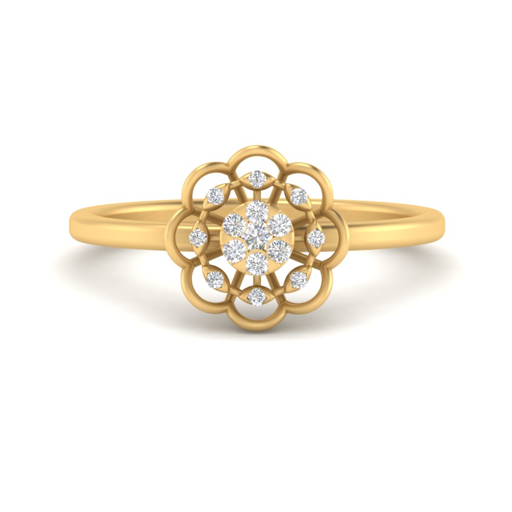 Flower Design - 14 kt. White gold - Ring - 0.21 ct Diamond in France